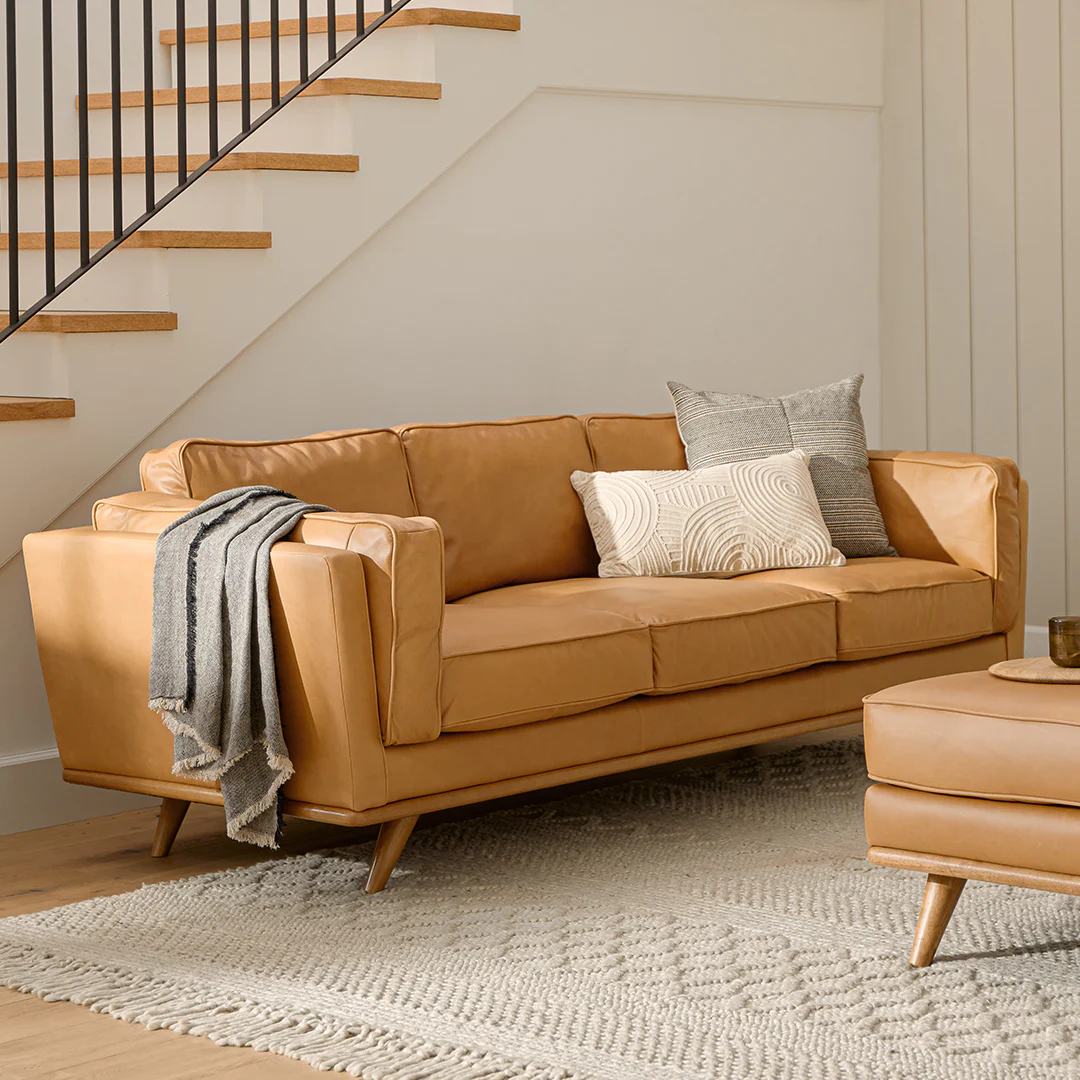 Article Timber Leather Sofa